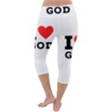 I love god Lightweight Velour Capri Yoga Leggings View4