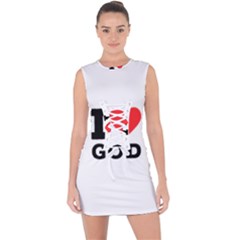 I Love God Lace Up Front Bodycon Dress by ilovewhateva