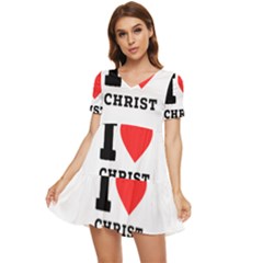 I Love Christ Tiered Short Sleeve Babydoll Dress by ilovewhateva