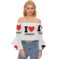 I Love Christ Off Shoulder Flutter Bell Sleeve Top by ilovewhateva