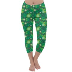 Leaf Clover Star Glitter Seamless Capri Winter Leggings  by Pakemis