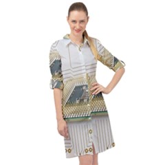 Technics Design Element Set Pattern Graphic Symbol Long Sleeve Mini Shirt Dress by danenraven