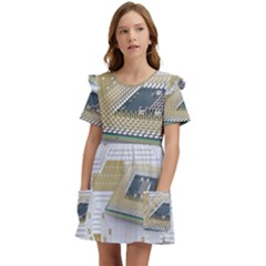 Technics Design Element Set Pattern Graphic Symbol Kids  Frilly Sleeves Pocket Dress by danenraven