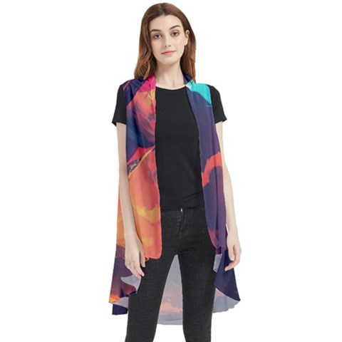 Mountain Sky Color Colorful Night Sleeveless Chiffon Waistcoat Shirt by Ravend