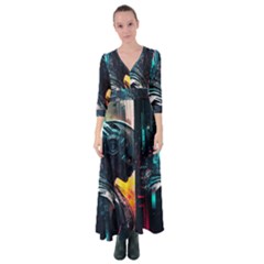 Who Sample Robot Prettyblood Button Up Maxi Dress by Ravend