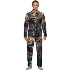 Leopard Feline Artwork Art Fantasy Men s Long Sleeve Velvet Pocket Pajamas Set by Ravend