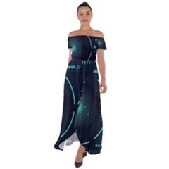 Sci Fi Computer Screen Off Shoulder Open Front Chiffon Dress by Uceng