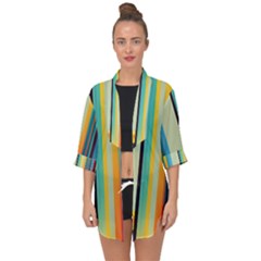 Colorful Rainbow Striped Pattern Open Front Chiffon Kimono by Uceng