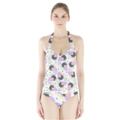 Pattern Pastel Drawing Art Halter Swimsuit by Uceng
