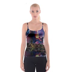 Lake Galaxy Stars Science Fiction Spaghetti Strap Top by Uceng