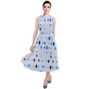 Blue Circle Pattern Round Neck Boho Dress View1