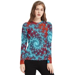 Fractal Pattern Background Women s Long Sleeve Rash Guard by Uceng