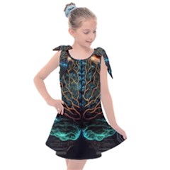 Brain Mind Technology Circuit Board Layout Patterns Kids  Tie Up Tunic Dress by Uceng