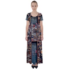 Books High Waist Short Sleeve Maxi Dress by artworkshop