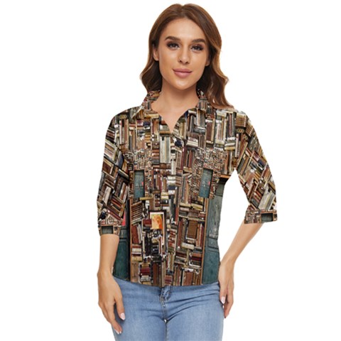 Books Women s Quarter Sleeve Pocket Shirt by artworkshop