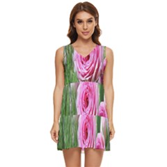 Flowers Tiered Sleeveless Mini Dress by artworkshop