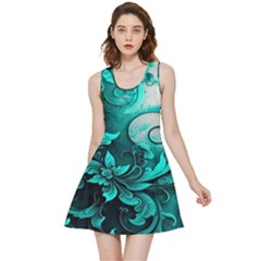 Turquoise Flower Background Inside Out Reversible Sleeveless Dress by artworkshop