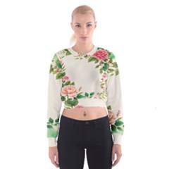 Watercolor Flower Cropped Sweatshirt by artworkshop