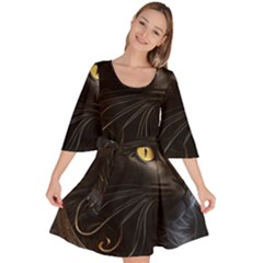 Ai Generated Cat Moon Feline Cute Velour Kimono Dress by Ravend