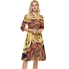 Flowers Roses Plant Bloom Blossom Classy Knee Length Dress by Ravend