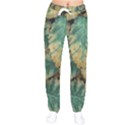 Colored Close Up Plants Leaves Pattern Women Velvet Drawstring Pants View1