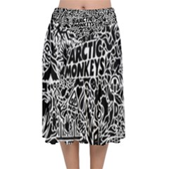 Arctic Monkeys Digital Wallpaper Pattern No People Creativity Velvet Flared Midi Skirt by Sudhe