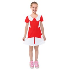 Canada Flag Canadian Flag View Kids  Short Sleeve Velvet Dress by Ravend