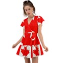 Canada Flag Canadian Flag View Flutter Sleeve Wrap Dress View1