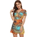 Fractal Math Abstract Mysterious Mystery Vortex V-Neck High Waist Chiffon Mini Dress View2