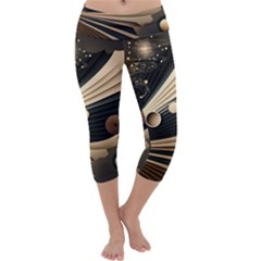 Space Futuristic Technology Digital Ai Generated Capri Yoga Leggings by Ravend