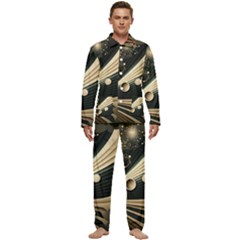 Space Futuristic Technology Digital Ai Generated Men s Long Sleeve Velvet Pocket Pajamas Set by Ravend