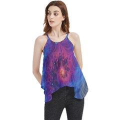 Fractal Fractals Spiral Vortex Blue Dark Art Flowy Camisole Tank Top by Ravend