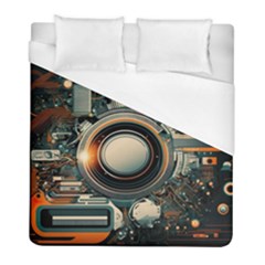 Illustrations Technology Robot Internet Processor Duvet Cover (full/ Double Size) by Ravend