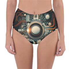 Illustrations Technology Robot Internet Processor Reversible High-waist Bikini Bottoms by Ravend