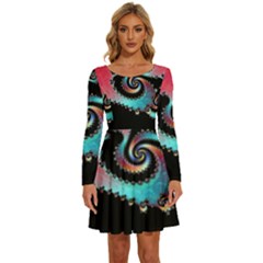 Fractals Abstract Art Digital Art Abstract Art Long Sleeve Wide Neck Velvet Dress by Ravend