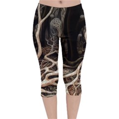 Tree Nature Landscape Forest Velvet Capri Leggings  by Ravend