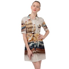 Ai Generated Noodles Pirate Chinese Food Food Belted Shirt Dress by danenraven