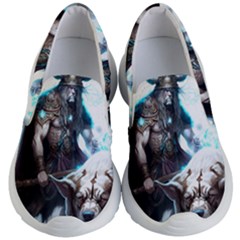 Ai Generated Viking God Fantasy Dog Norse Man Kids Lightweight Slip Ons by danenraven