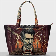 Ai Generated Nikola Tesla Tesla Nikolas Electricity Back Pocket Shoulder Bag  by danenraven