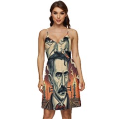 Ai Generated Nikola Tesla Tesla Nikolas Electricity V-neck Pocket Summer Dress  by danenraven