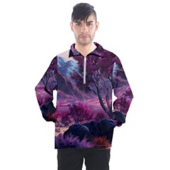 Landscape Landscape Painting Purple Purple Trees Men s Half Zip Pullover by danenraven