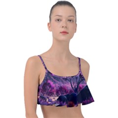 Landscape Landscape Painting Purple Purple Trees Frill Bikini Top by danenraven