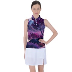 Landscape Landscape Painting Purple Purple Trees Women s Sleeveless Polo Tee by danenraven