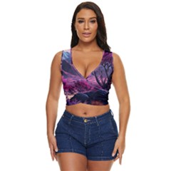 Landscape Landscape Painting Purple Purple Trees Women s Sleeveless Wrap Top by danenraven