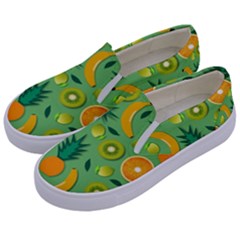 Fruit Tropical Pattern Design Art Pattern Kids  Canvas Slip Ons by Ravend