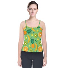 Fruit Tropical Pattern Design Art Pattern Velvet Spaghetti Strap Top by Ravend