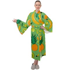 Fruit Tropical Pattern Design Art Pattern Maxi Velvet Kimono by Ravend