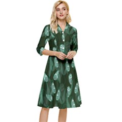 Plants Leaves Flowers Pattern Classy Knee Length Dress by Ravend