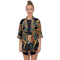 Ai Generated Apple Foliage Open Front Chiffon Kimono by Ravend