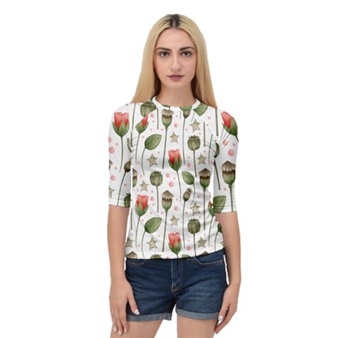 Poppies Red Poppies Red Flowers Quarter Sleeve Raglan Tee by Ravend